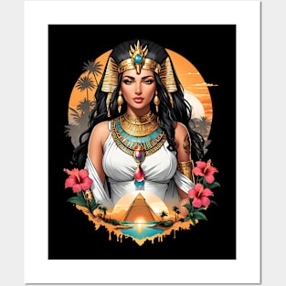 Cleopatra Queen of Egypt retro vintage floral design Posters and Art